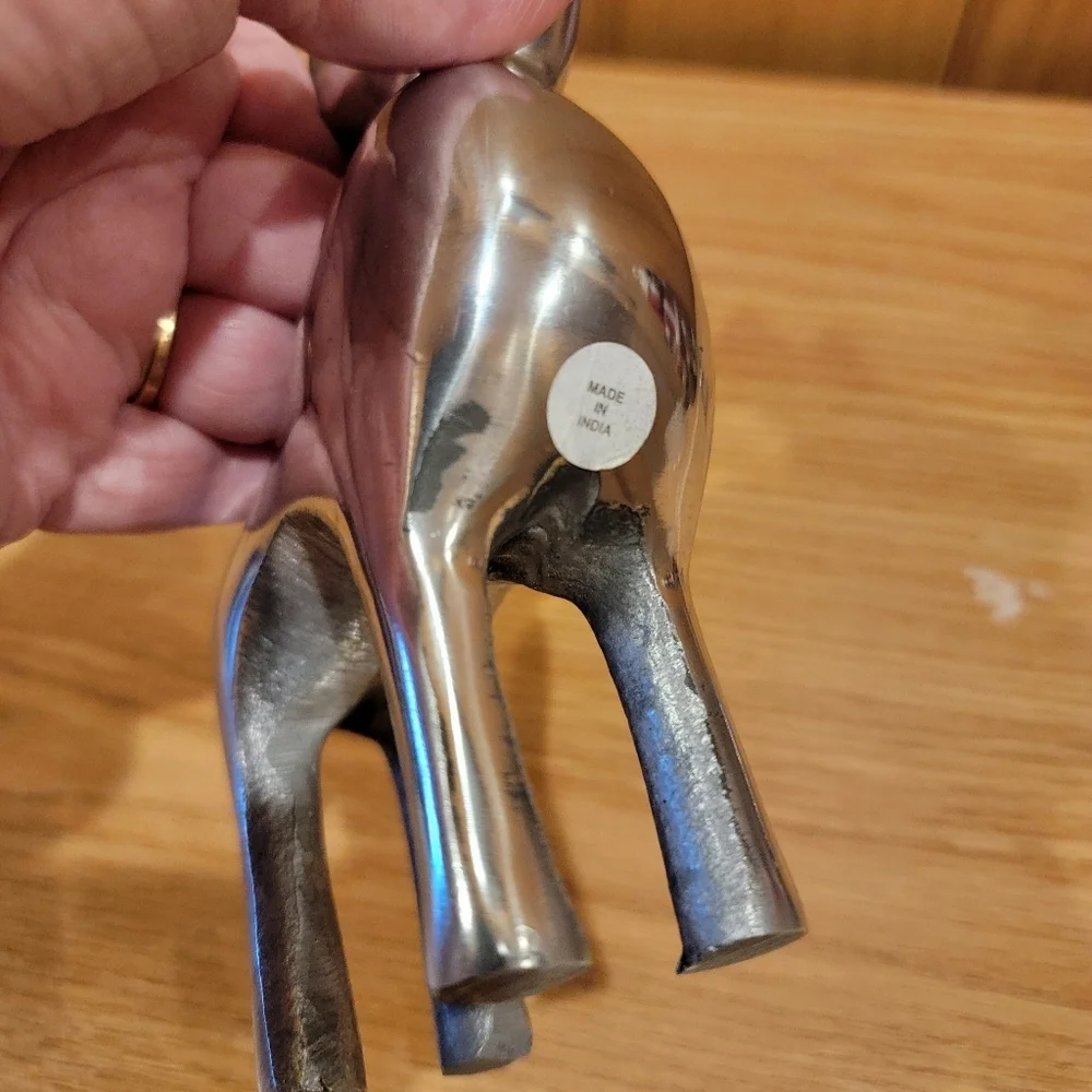 Pair Silver Metal Tabletop Deer 8
